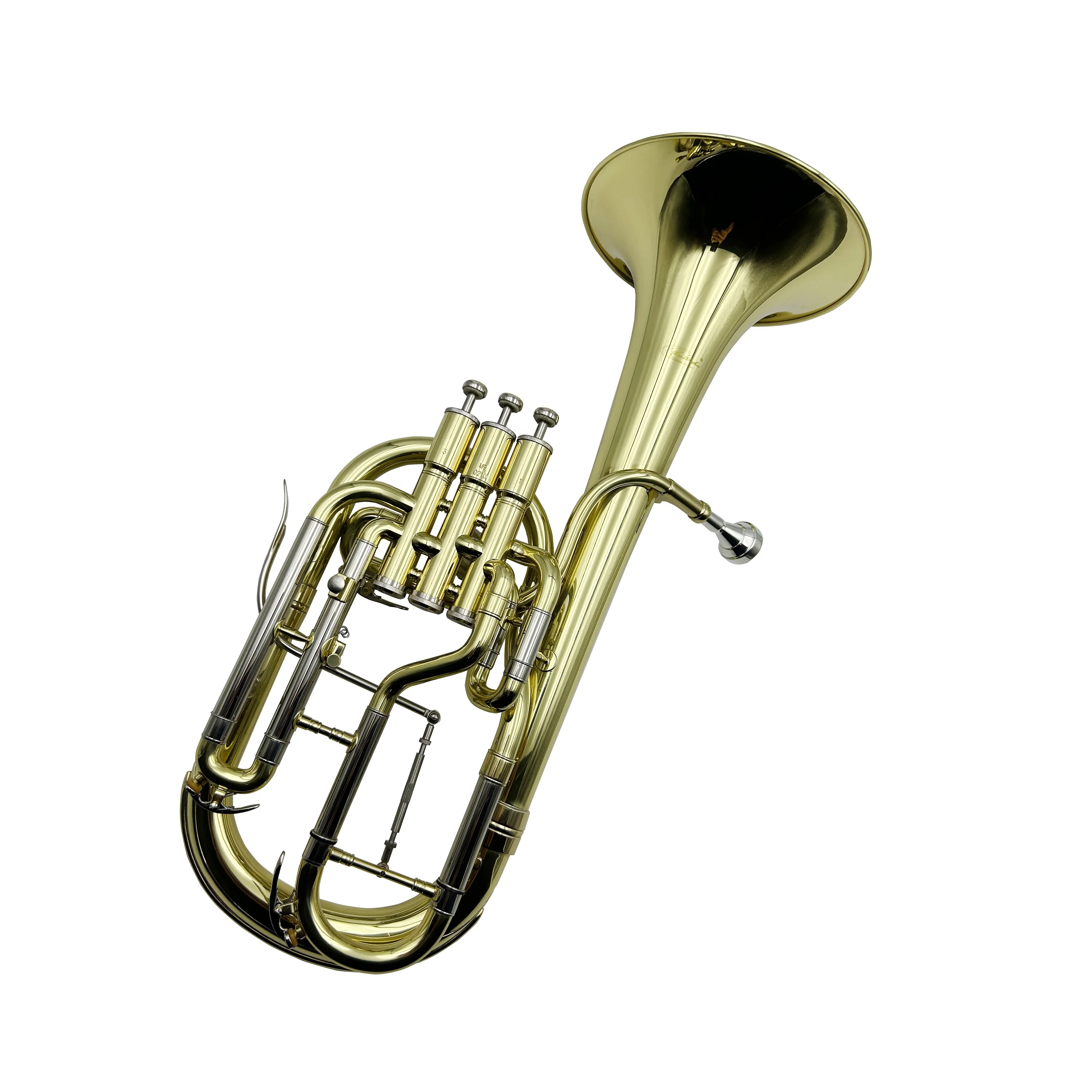 OEM Professional Level Gold Lacquer Brass Alto Horn JYAH733 With 3 Vertical Piston Valves