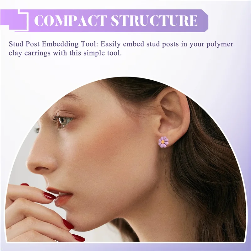 Stud Post Embedding Tool For Polymer Clay Earring, Polymer Clay Tools For Clay Jewelry, Earring Post Embedder Tool-A68E