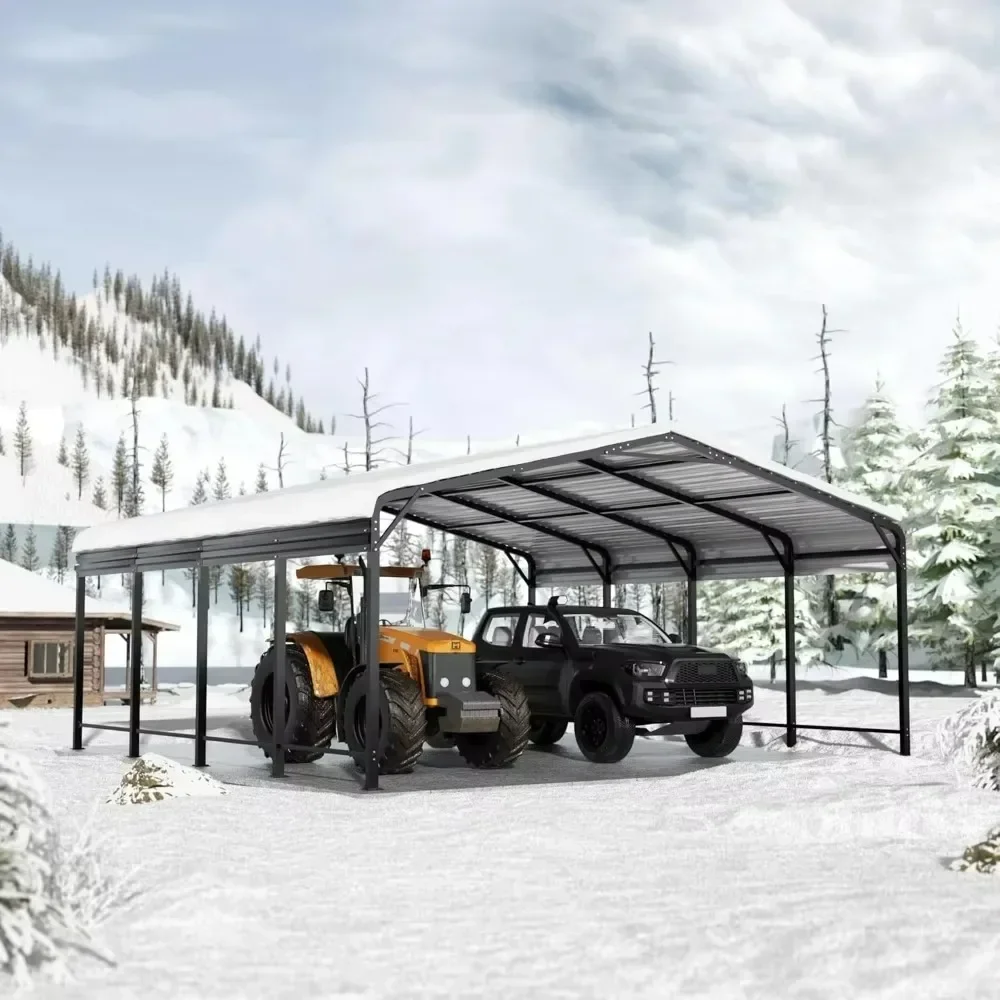 

20x20 FT Metal Carport with Heavy Duty Carport Canopy, Carport with Reinforced Base and Five Canopy Beams, Carports