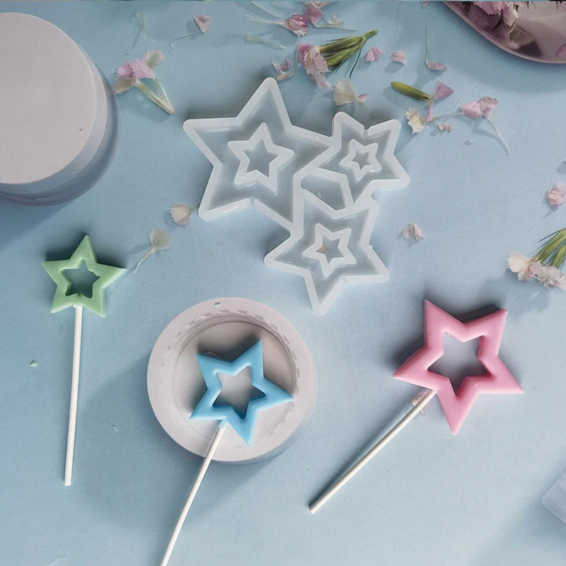 3 Cavities Star Shape Resin Epoxy Mold DIY Handmade Chocolate Silicone Mould Kitchen Cake Decorating Tools Bakeware