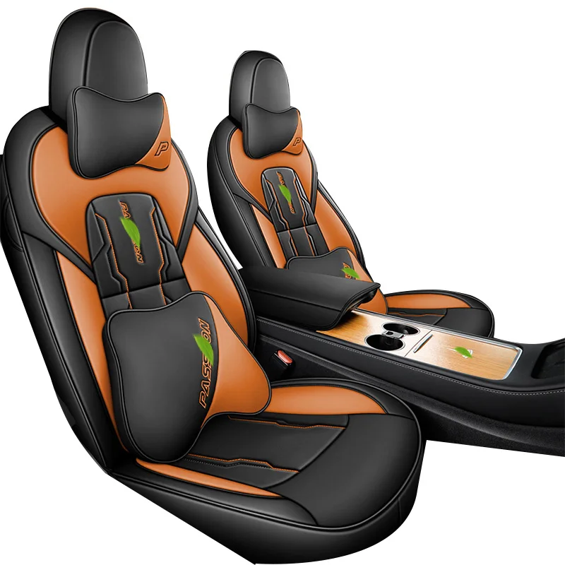 

Pu Leather Leather Orange Universal Back Bling Protect Hot Selling Car Seat Cover for Tesla Model Y Car Seat Protect