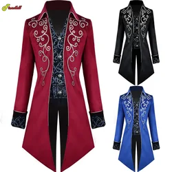 Men Steampunk Medieval Cosplay Costumes Vintage Velvet Turn Down Collar TailCoat Jacket Victorian Larp Party Tuxedo Blazers