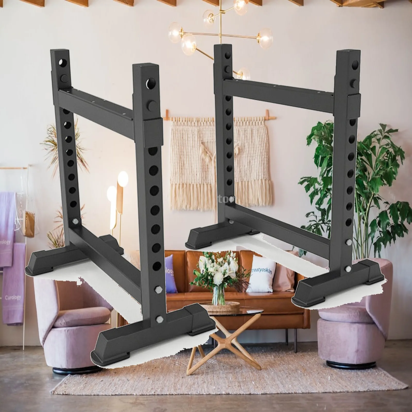 bench-press-protection-rack-steel-bench-press-spotter-stand-spotter-stand-with-adjustable-height-quick-adjust-arm-secure