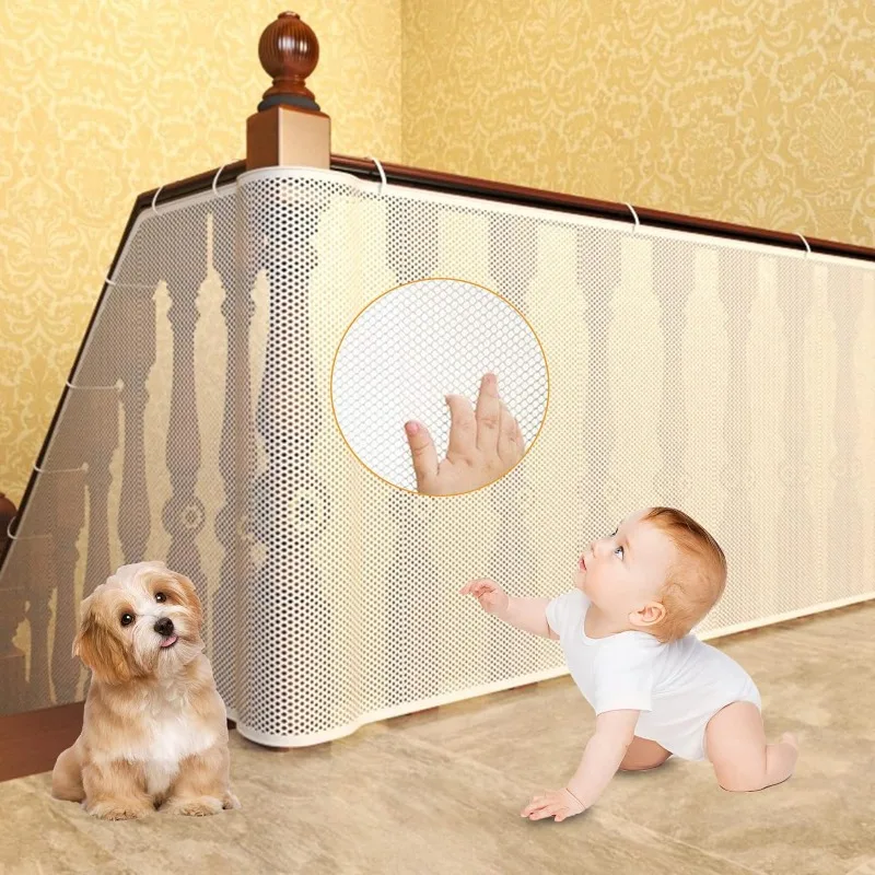 Child Safety Net Banister Guard for Baby Fence Mesh Guard Protection Mesh for Kids Pets Rail Balcony Banister Stair Net Safety