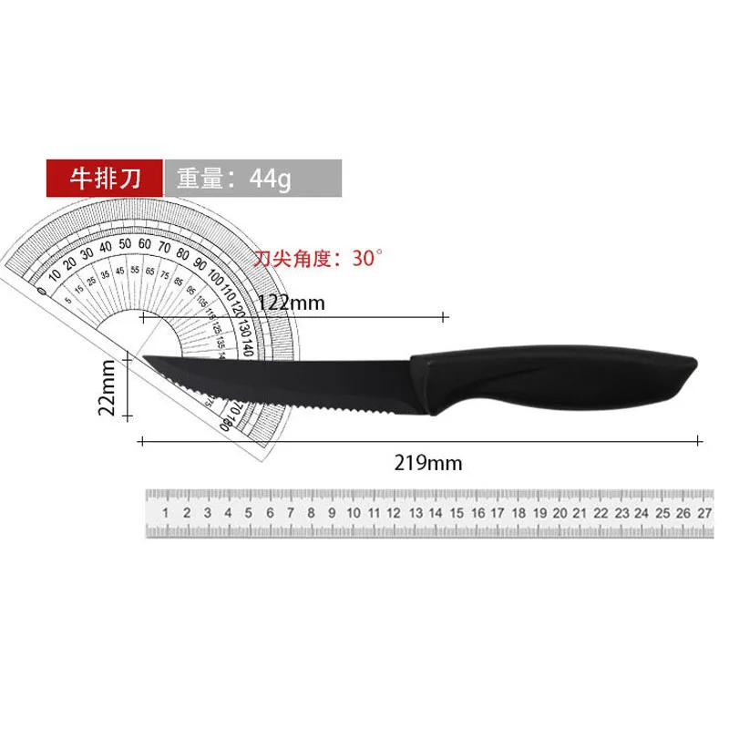 الراقية 1/2/4/6/8 سكين المطبخ الأسود بارد ستيك طقم السكاكين الفولاذ المقاوم للصدأ PP مقبض بلاستيكي سكين مسنن يمكن غسالة الصحون #6