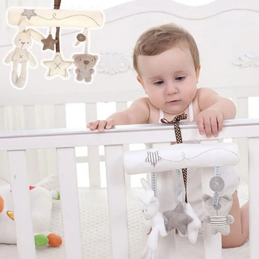 Nuovo morbido peluche appeso al letto giocattolo di coniglio coniglio a forma di stella campana a mano multifunzionale simpatico regalo per passeggino