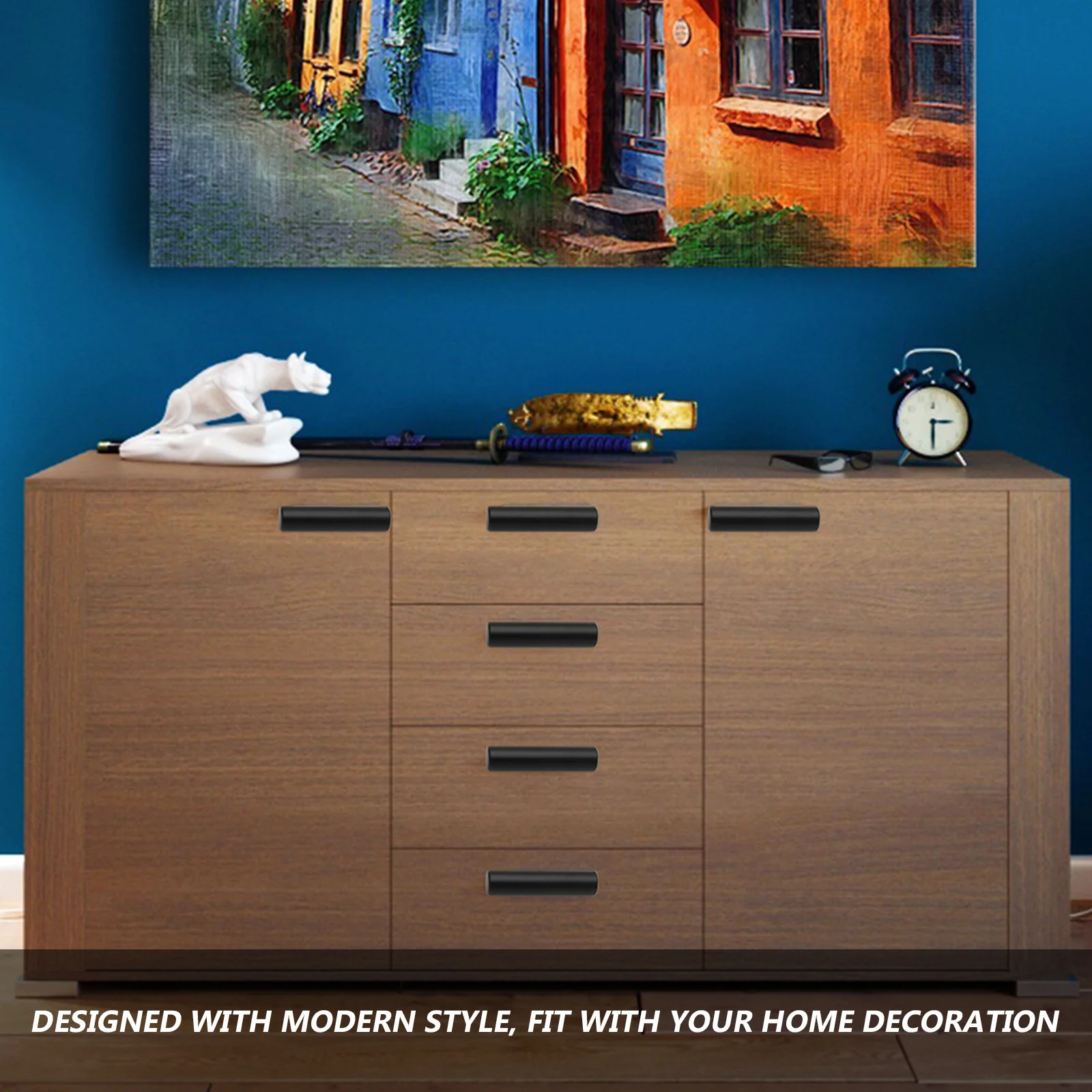 

10Pcs Black Aluminium Alloy Cabinet Handles Durable Modern Design for Furniture Doors Drawers Home Cabinet Handle for Home