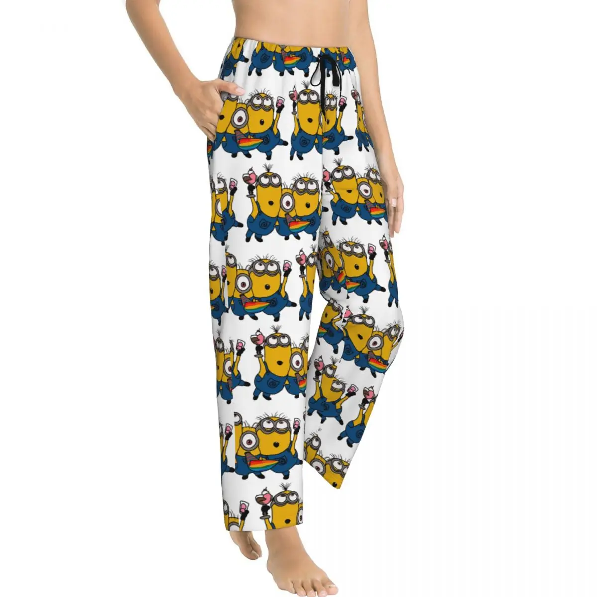 Custom Printed Women Animated Comedy Movies Minions Pajama Pants Sleepwear Sleep Lounge Bottoms with Pockets