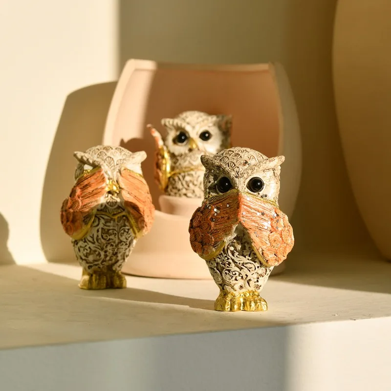 Creative Home Decor Owls Don't Listen Don't Look Don't Talk Indoor Decorations European and American Handicrafts