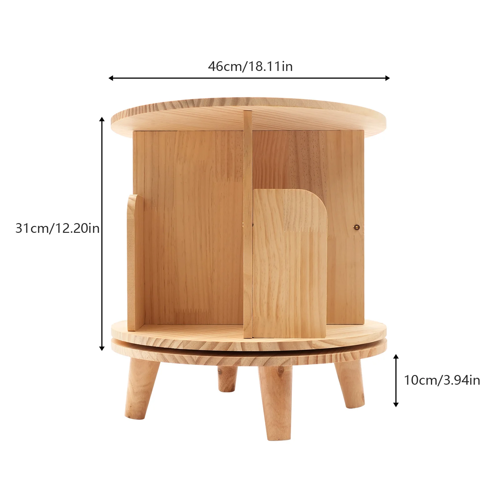 

360° Free-Standing Wooden Bookshelf Organizer - Space-Efficient Corner Storage