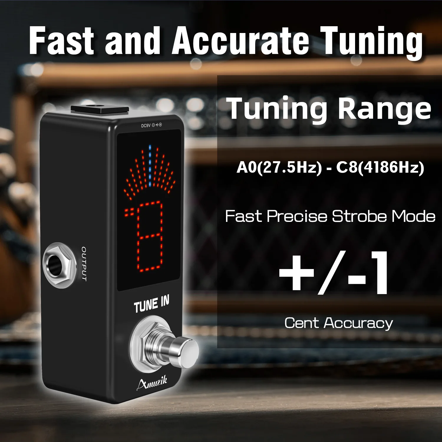 Tuner Pedal Chromatic Guitar Tuner Pedal Fast and Accuate Tuner for High Precision ± 1 Cent with Pitch Indicator for Guitar