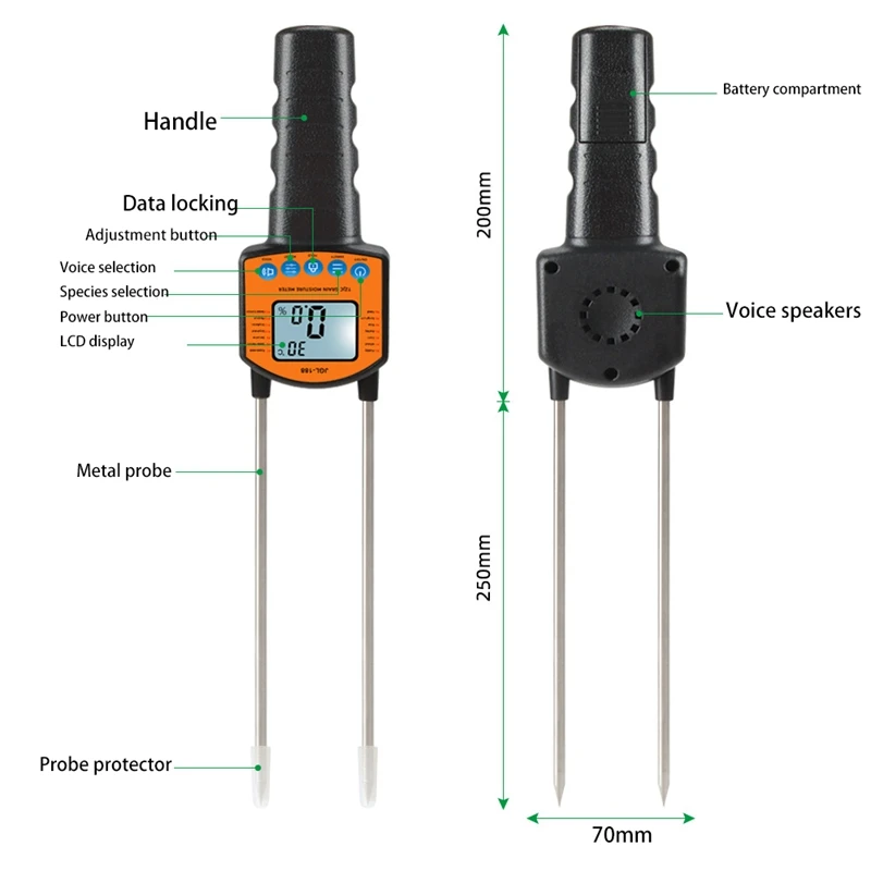 Grain Moisture Meter Digital Humidity Tester Hygrometer JGL-188 Use For Corn Wheat Rice Bean Moisture Humidity Tester