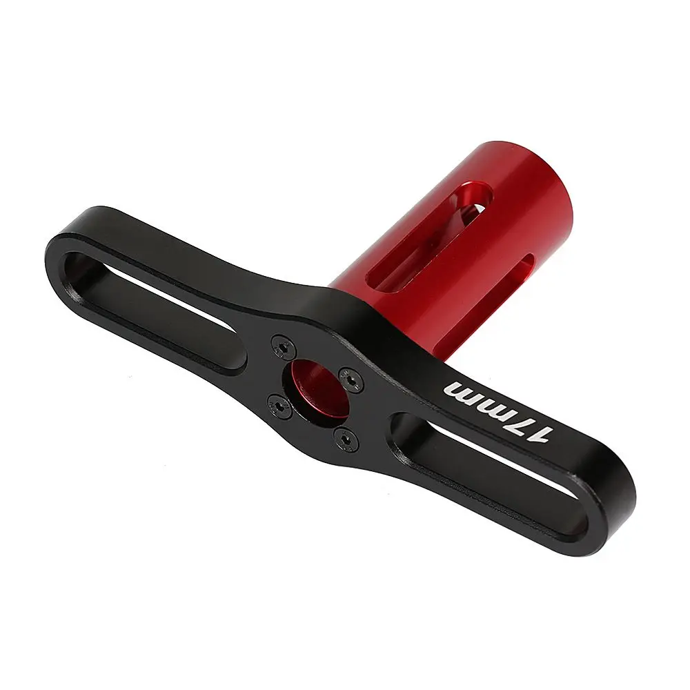 Czarne i czerwone nakrętki sześciokątne 1/8 do ciężarówek RC terenowych, z uchwytem w kształcie litery T, części RC, metalowe narzędzia, klucz nasadowy, akcesoria do samochodów RC