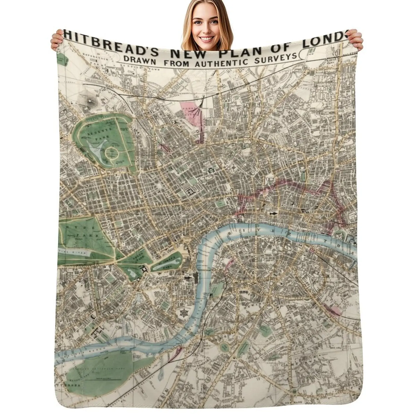Whitbread's new plan of London, by J. Whitbread, 1853 Throw Blanket Kid'S Weighted Soft Big Furry Quilt Blankets