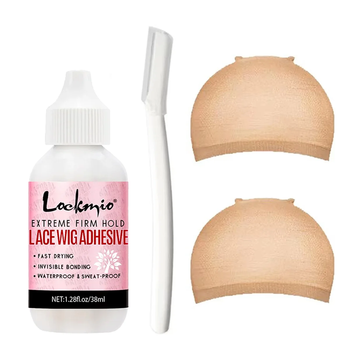 Strong Hold Lace Wig Glue 38ml Fast Dry Waterproof Toupee Adhesives Skin Color Wig Cap Eyebrow Knife Lace Wigs Bond for Beginner