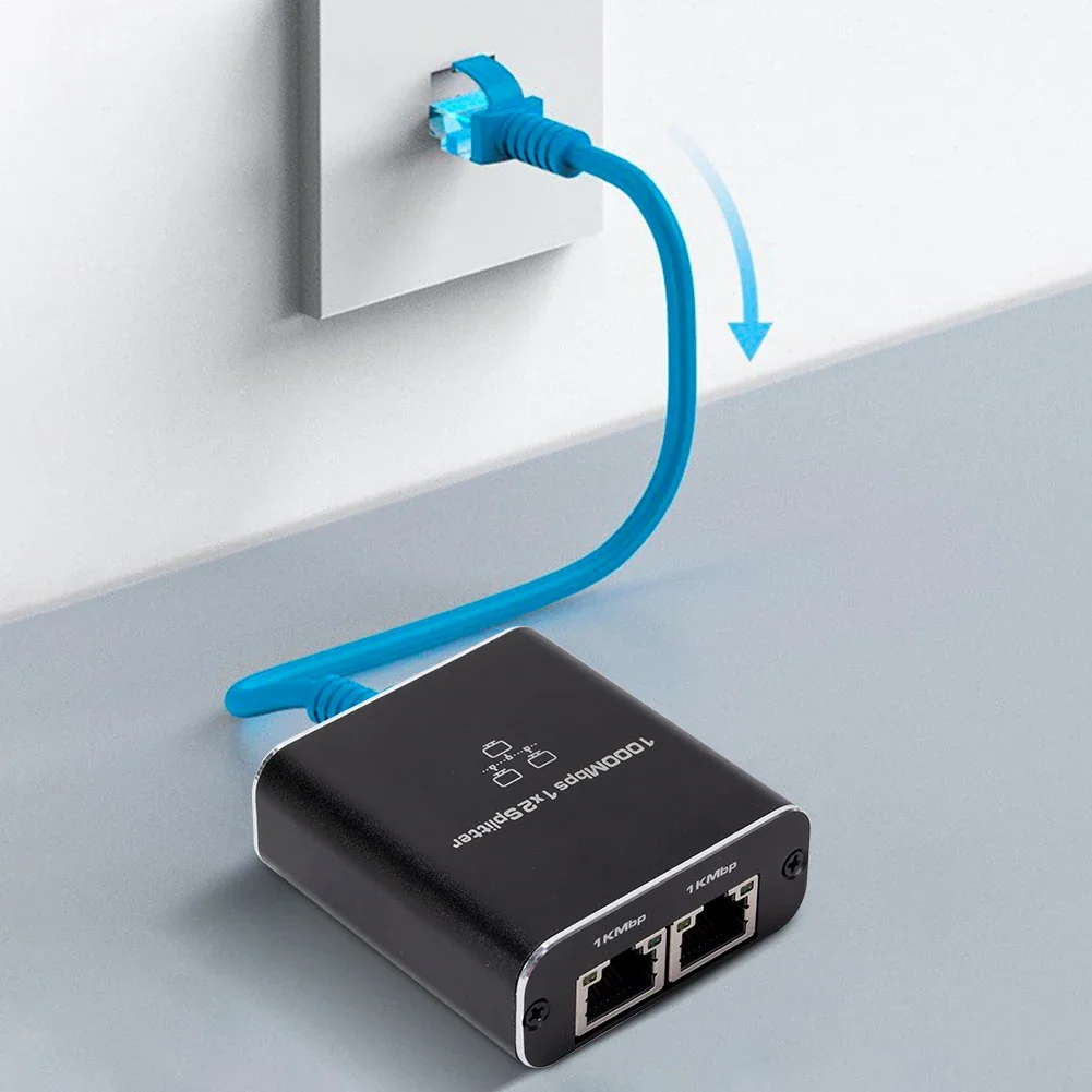 Divisor Gigabit Ethernet 1 en 2 salidas con Cable de alimentación USB, acoplador Ethernet RJ45, divisor de alta velocidad para PC, portátil, TV Box, enrutador