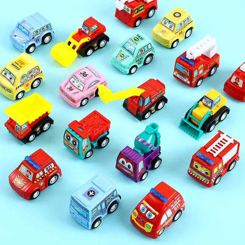 

6PCS Pull Back Car Model Toys Mobile Vehicle Fire Truck Taxi Model Kid Mini Cars Boy Diecasts Toy Gift