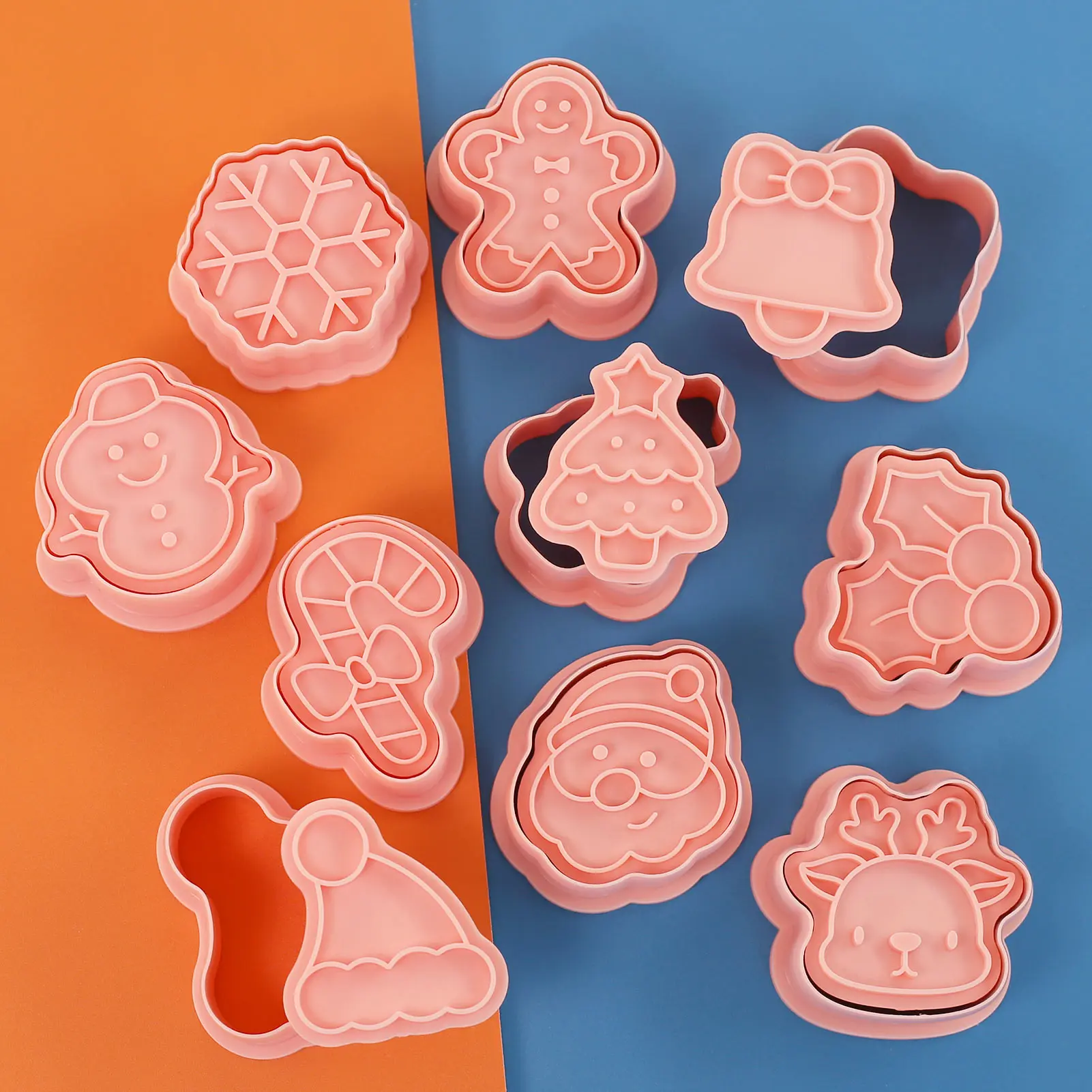 Cortador de galletas redondo con forma de copo de nieve de Navidad, 8 Uds., 10 Uds., cortador de galletas de hombre de jengibre, perfecto para hornear vacaciones y Navidad