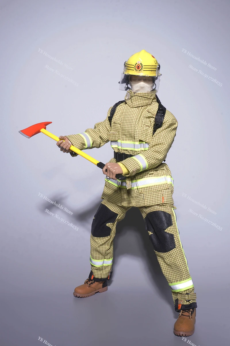 

2 Colors 1/6 Man Soldier Red Yellow Fire Tops Vest Pants Combat Clothes Set Accessory Bag Fit 12" Firefighter Action Figure Cos