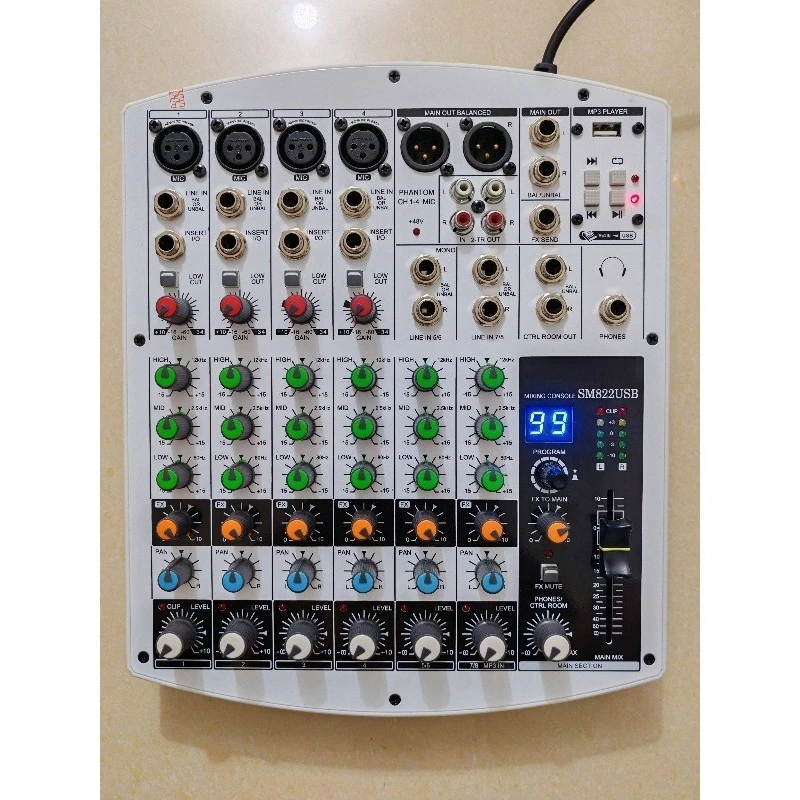 8-CH Sound Mixing Console with 99 DSP Effects, USB Flash Drive MP3 Playback, Works with External Bluetooth Audio Adapter