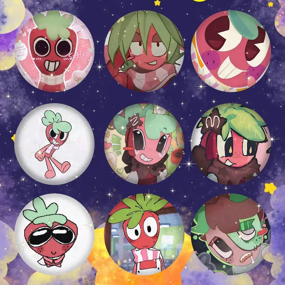 S-Sprout D-Dandys W-World Badge On Backpack Accessories Manga Icons Pins Round Cartoon Brooches For Clothes Bag Decor Gifts