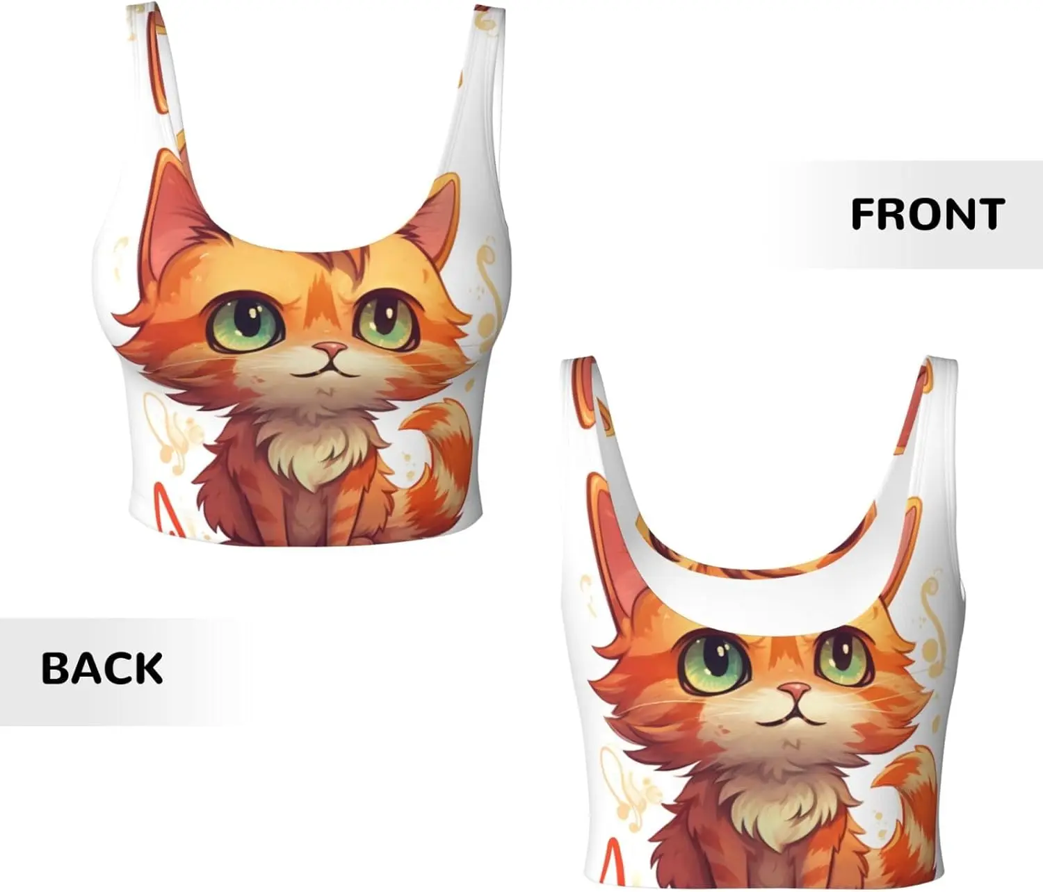 Soutiens-gorge de sport pour femmes, dos en U amovible, débardeurs pour femmes, chat Orange, imprimé Yoga drôle, soutiens-gorge d'entraînement