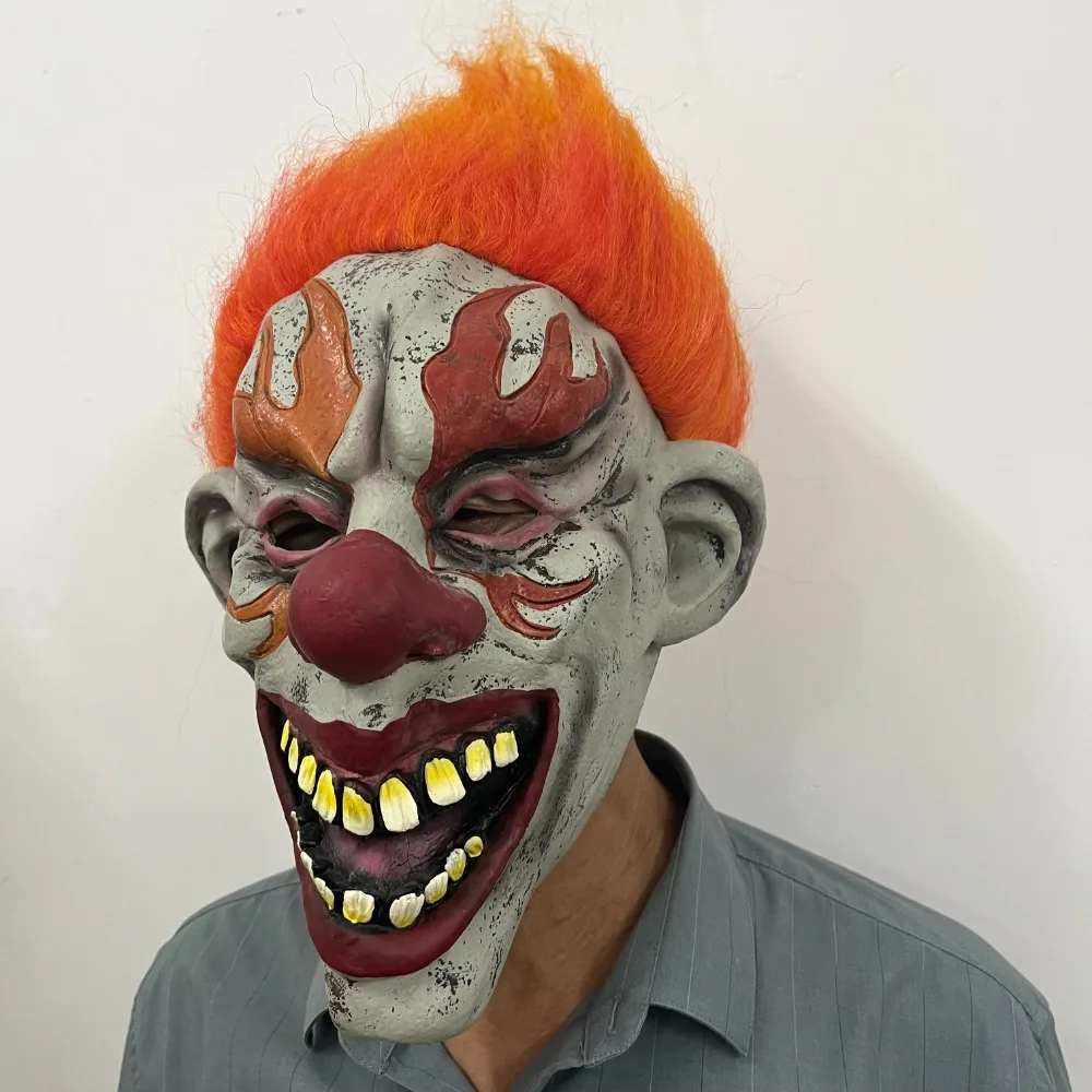 Masque de Clown en Latex pour Adulte, Déguisement de Joker, Effrayant, Maléfique, Drôle, Horreur, Carnaval, Halloween