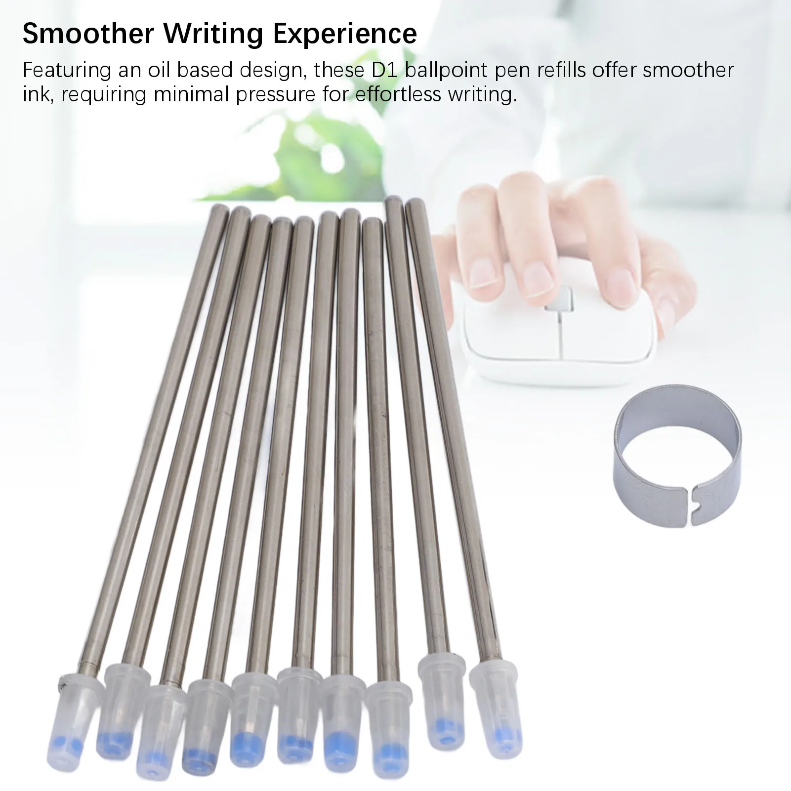 10PCS D1 Pen Refill Metal Smoother Ink Oil Based 0.5mm Ultra Fine Ballpoint Refills with Tweezer for Electromagnetic Pens