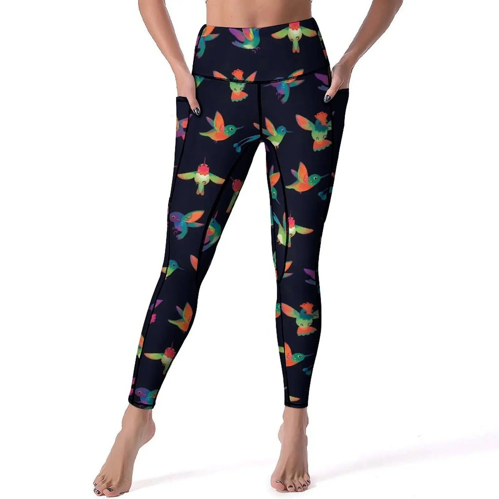 Colorful Bird Yoga Pants Sexy Hummingbird Design Leggings Push Up Gym Leggins Lady Novelty Quick-Dry Sport Legging