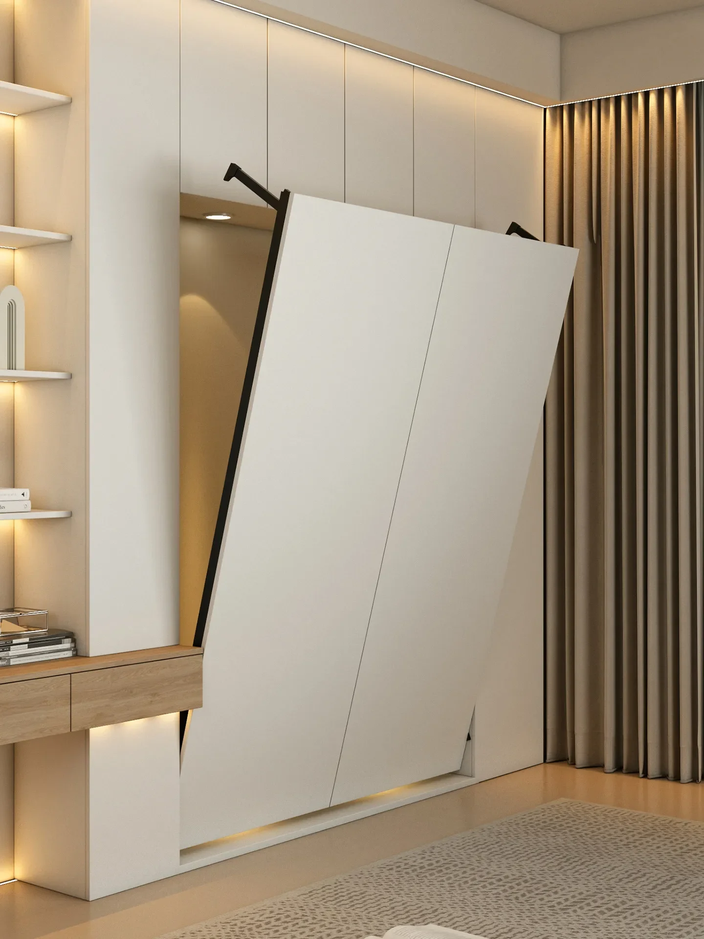 Invisible bed hardware accessories forward rollover folding bed up and down flap wall wardrobe integrated