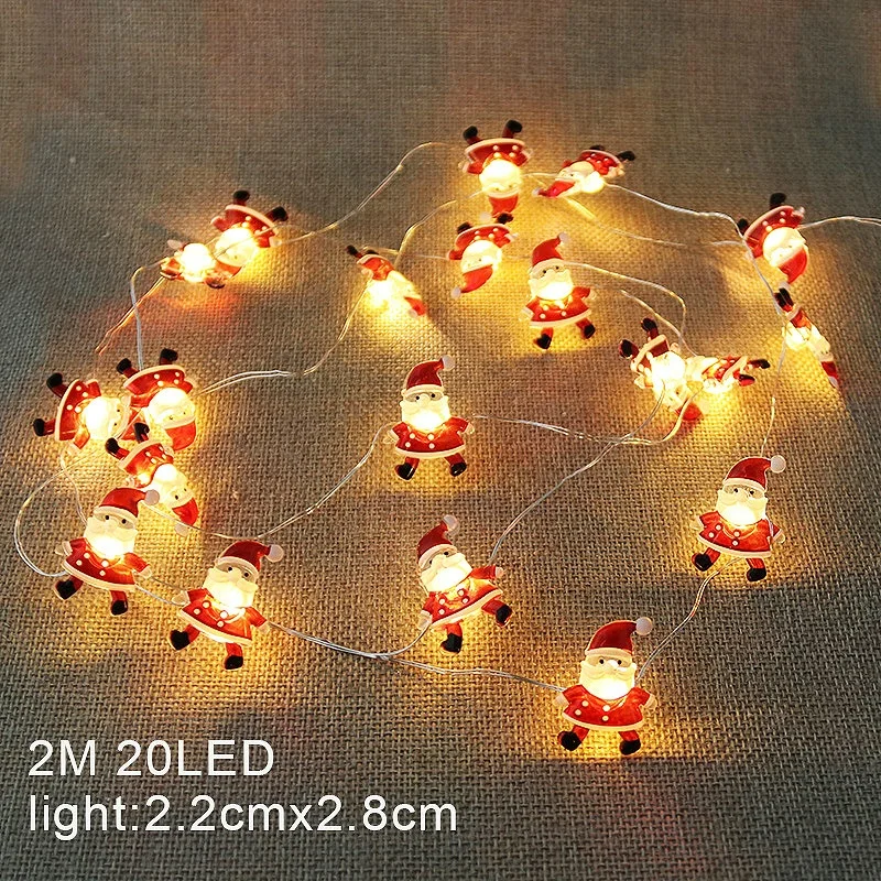 

20 LED 2M Led Copper Wire Lamp Copper Wire Lamp Santa Claus Snowman Elk Bell Tree Lamp String Christmas Decorative Lamp 2023