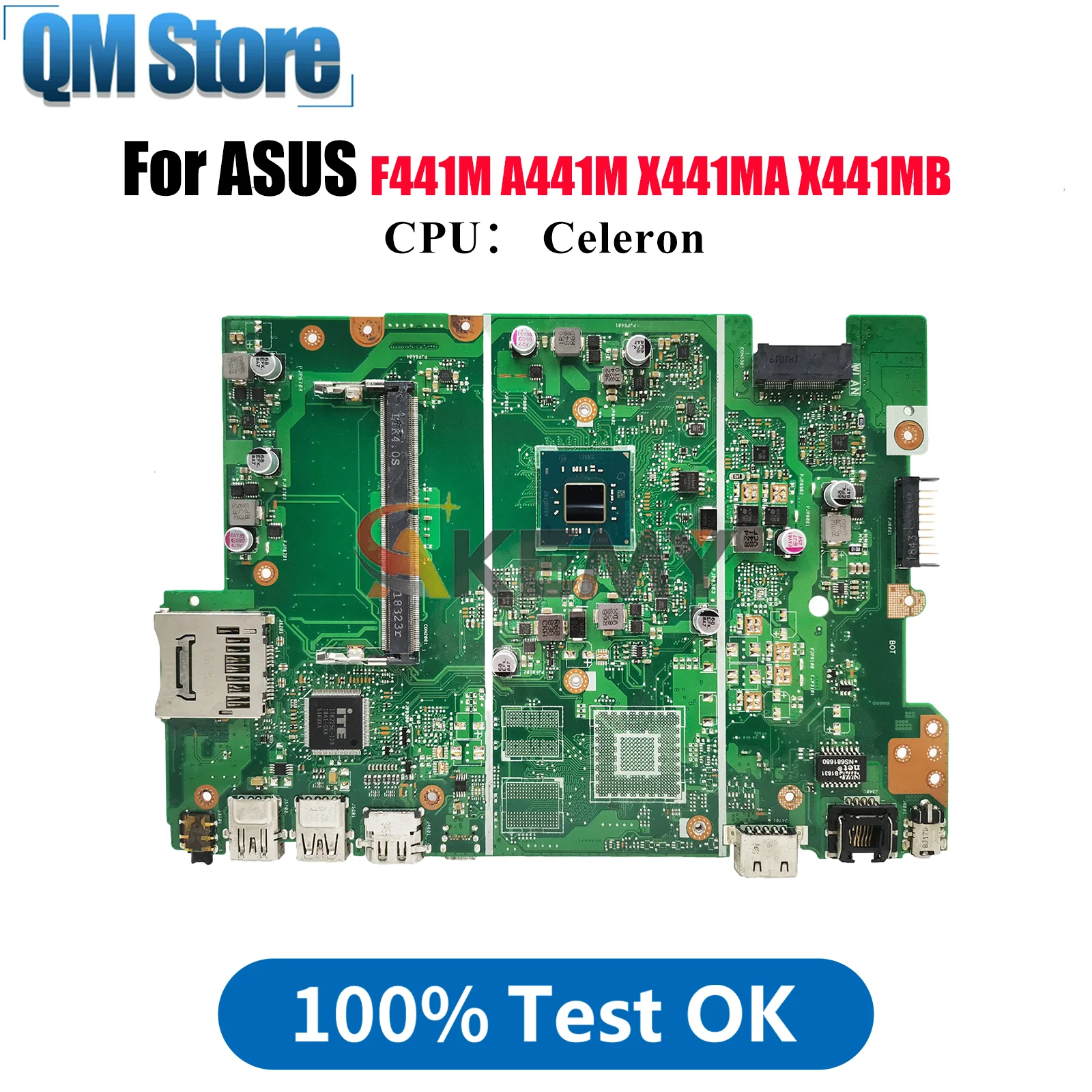 

X441MA Laptop Motherboard For ASUS VivoBook X441M A441M X441MB X441MA X441MAR F441M Mainboard With Celeron CPU 100% tests OK stk
