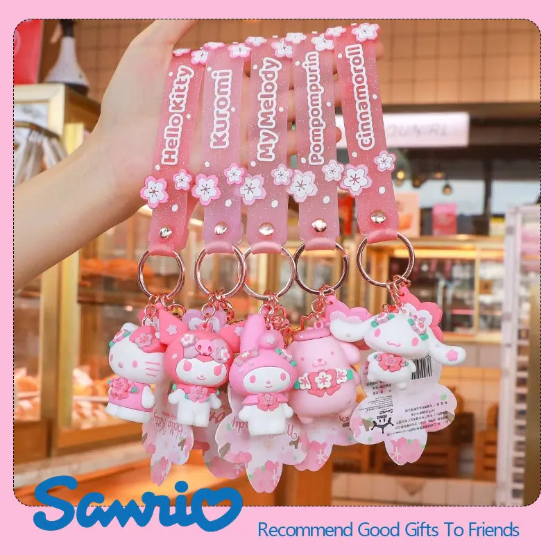 Sanrio Cartoon Tier Kuromi Hallo Kitty Cinnamoroll Melody Anhänger Schlüsselbund Schlüssel Ring Action-figuren Sammlung Modell Spielzeug Geschenke