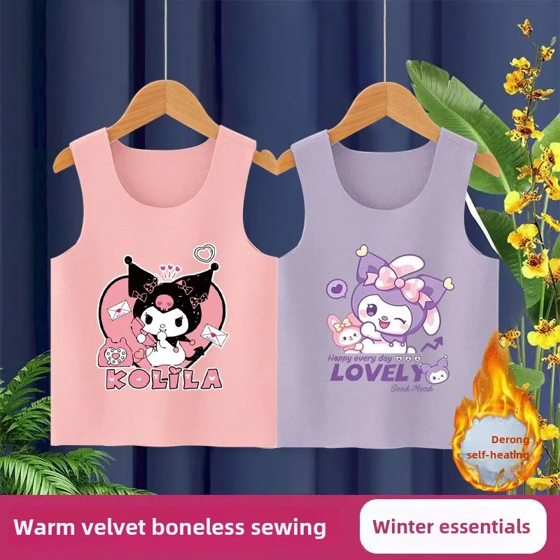 Sanrio cartoon Kuromi My melody new girls autumn and winter comfortable, soft and warm German velvet seamless bottoming vest