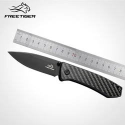 FREETIGER FT2103 D2 Folding Knife Carbon Fiber Handle Outdoor Hunting Survival Fishing Hunting EDC Pocket Clip Camping Knives