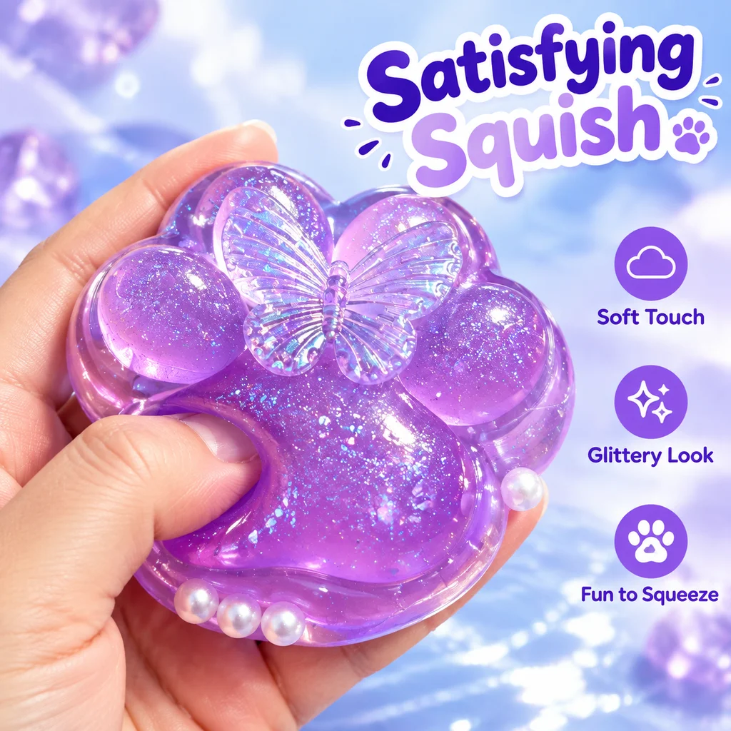 Super Soft Purple Gold Cat Paw Squishy Stress Relief Toy Colorful PVC 1 Bag Blind Bag Blind Box Squeeze Decompression Toy