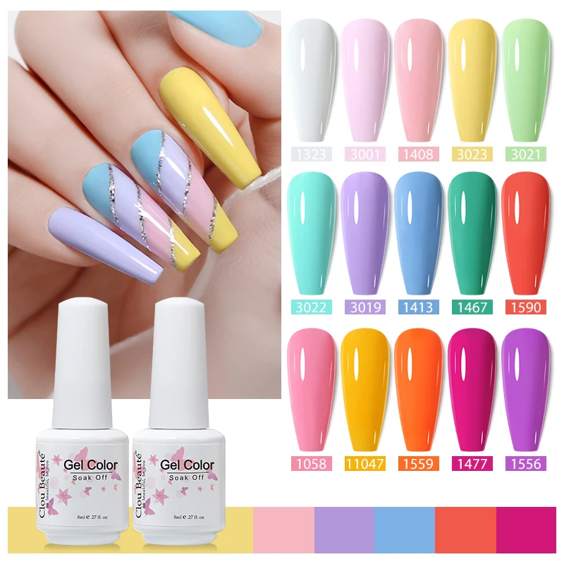 

Clou Beaute Pretty Bright Summer Sugar Color Gel Nail Polish Pigment UVLED Nail Gel Manicure Varnis Semi Permanent For Nails 8ml