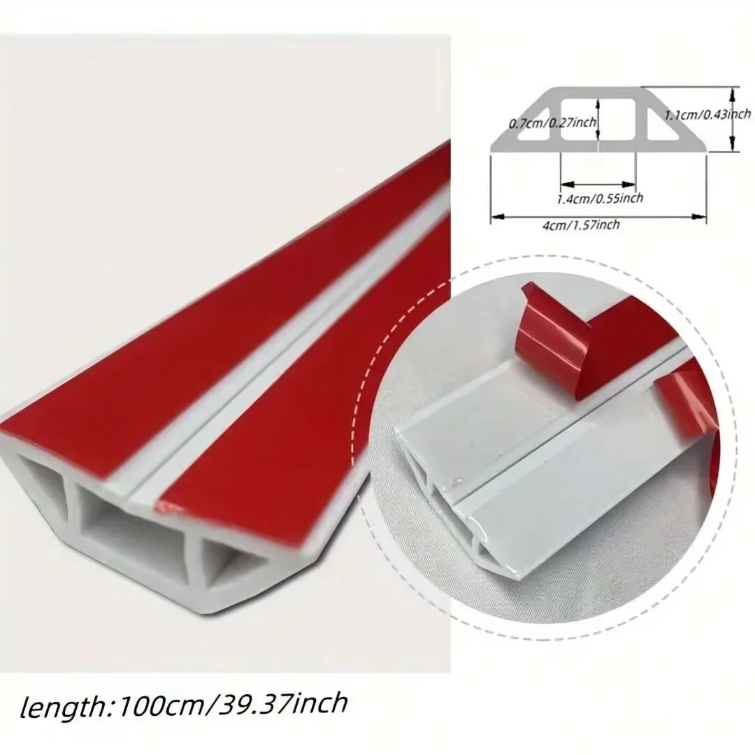 1PC 1m/39.37inch Pvc Floor Wire Cover Self-adhesive Power Cable Protector Electric Wire Duct Slot Cable Sleeves Hider Covers