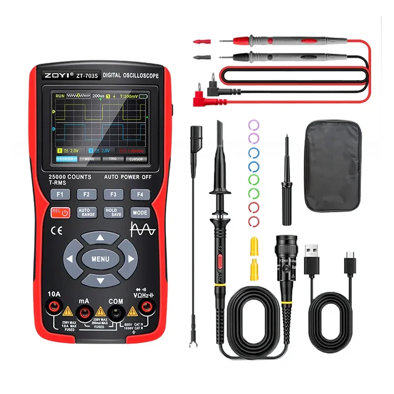 ZOYI ZT702S ZT703S Digital Auto True RMS 10MHZ Data Storage 2 in 1 Oscilloscope Multimeter with signal Generator