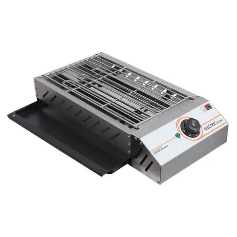 Churrasqueira a Propano, Churrasqueira para Acampamento, Churrasqueira Elétrica 110V em Aço Inoxidável com Grelha Removível e Bandeja de Gordura, Superfície Antiaderente de Fácil Limpeza, Design Compacto para Bancada, Durável e Resistente ao Desgaste, Para Uso Interno e Externo em Acampamentos, Plugue Americano