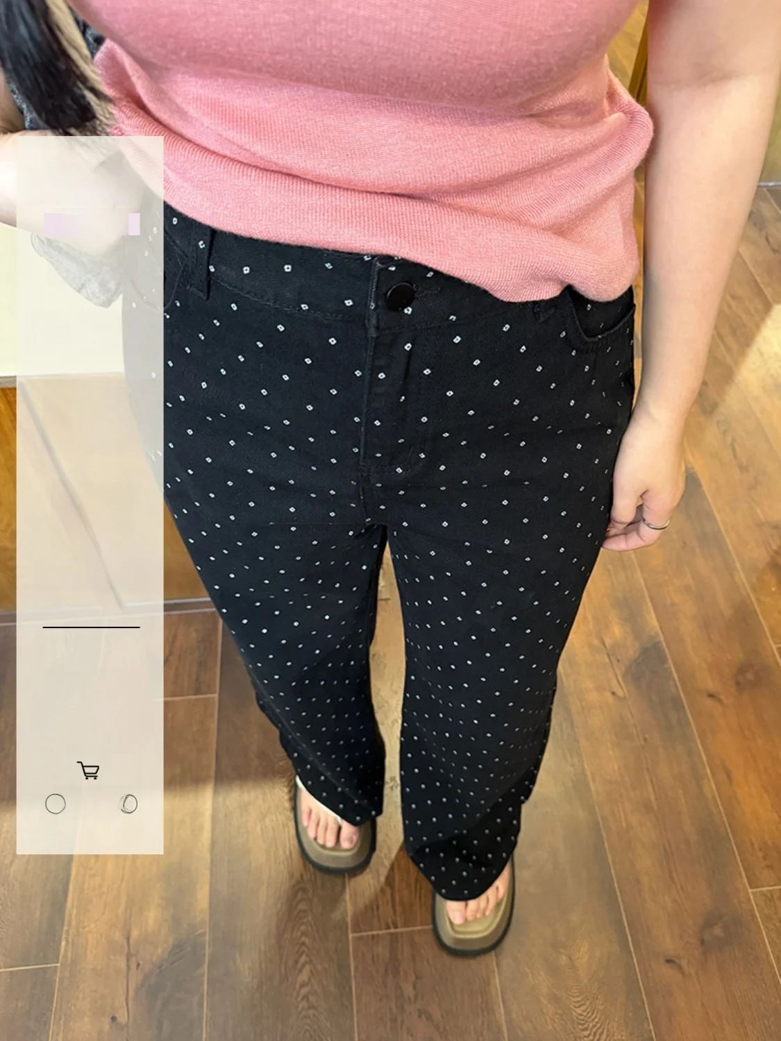 

NINI ONE High Waist Polka Dot Wide Leg Printed Slimming Straight Cut Korean Style Jeans Casual plus Size Women's Denim Pants