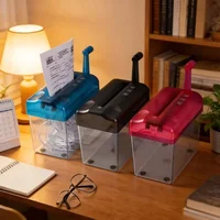 Durable Mini Hand-Cranked Manual Paper Shredder Transparent body document shredder Non-Slip Base ABS Material Can crush paper、In 5