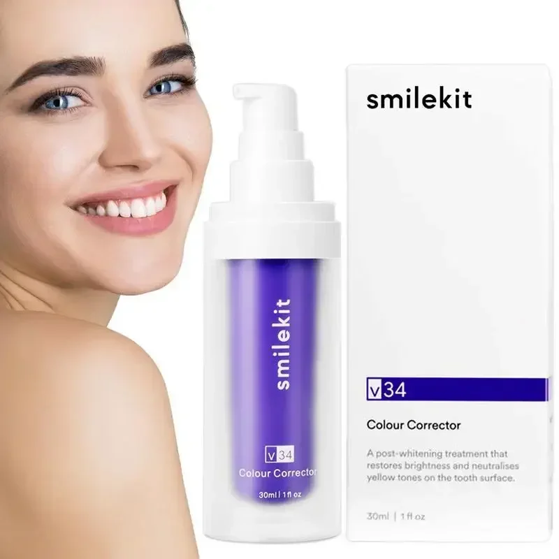 V34 Smilekit Purple Whitening Toothpaste Remove Stains Reduce Yellowing Care For Teeth Gums Fresh Breath Brightening Teeth