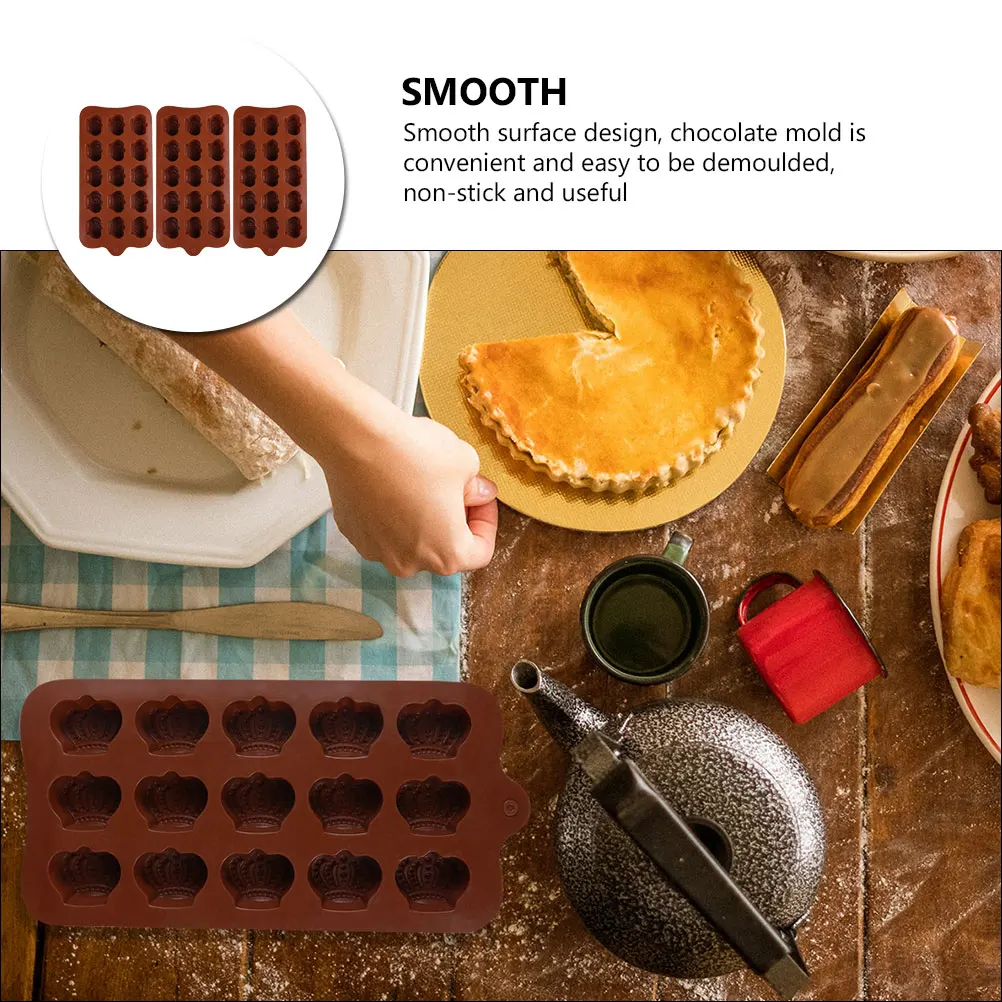 

3pcs Candy Molds Silicone Chocolate Making Number Crown Shaped Non Stick Baking Tools Cake Shop Supplies Sugar Molds Gifts