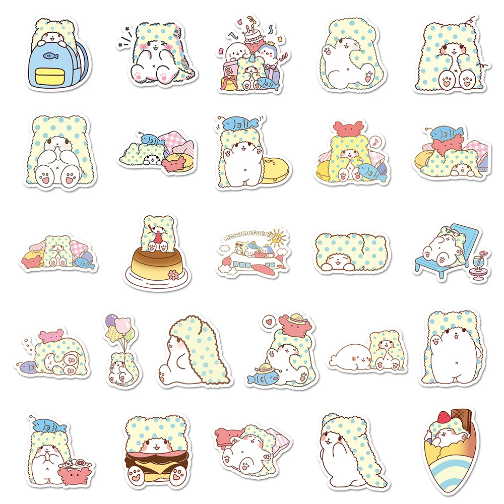 10/30/51 buah Kawaii Marumofubiyori Moppu Sanrio stiker lucu kartun anak DIY stiker mainan Skateboard buku harian casing ponsel hadiah stiker