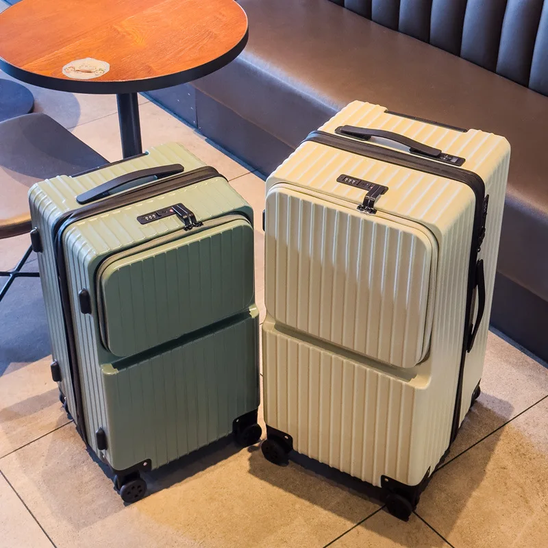 

24-30 inch Large Size Suitcases Travel Luggage Front Opening Laptop Bag Multifunctional Travel Suitcases on Wheels Cup Holder