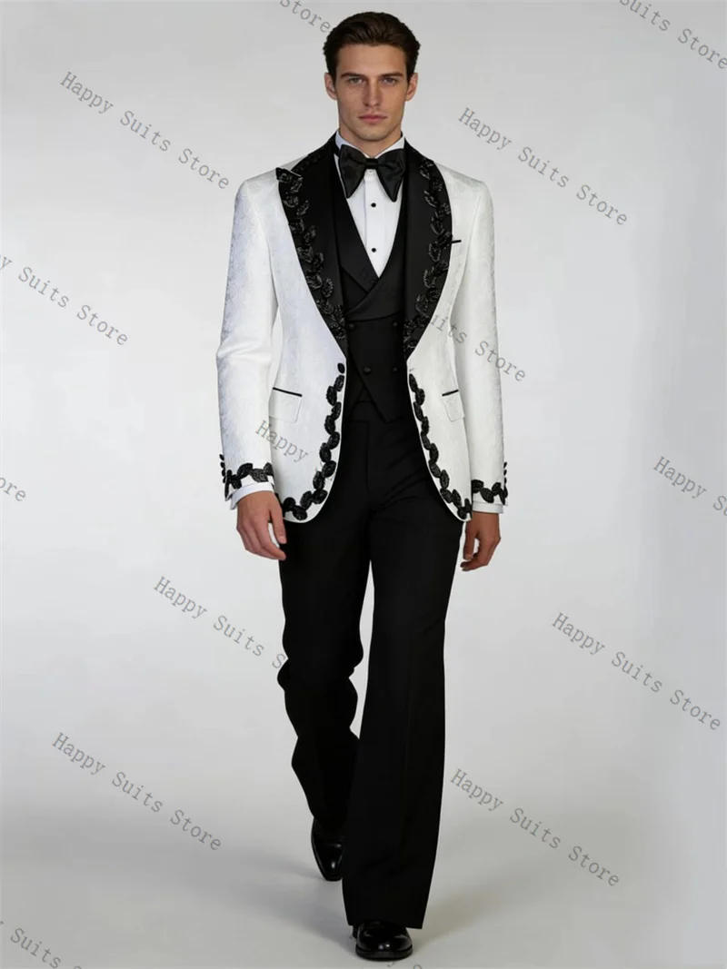

Мужской костюм-двойка Crystals White Black: пиджак и брюки, для жениха, офиса, свадьбы, на заказ