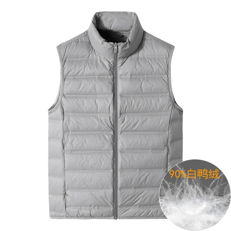 

90% White Duck Down Padded Winter Ultra-Light Vest Men Sleeveless Jacket Slim Puffer Waistcoat Warm Gilet Coats Big Size 8XL