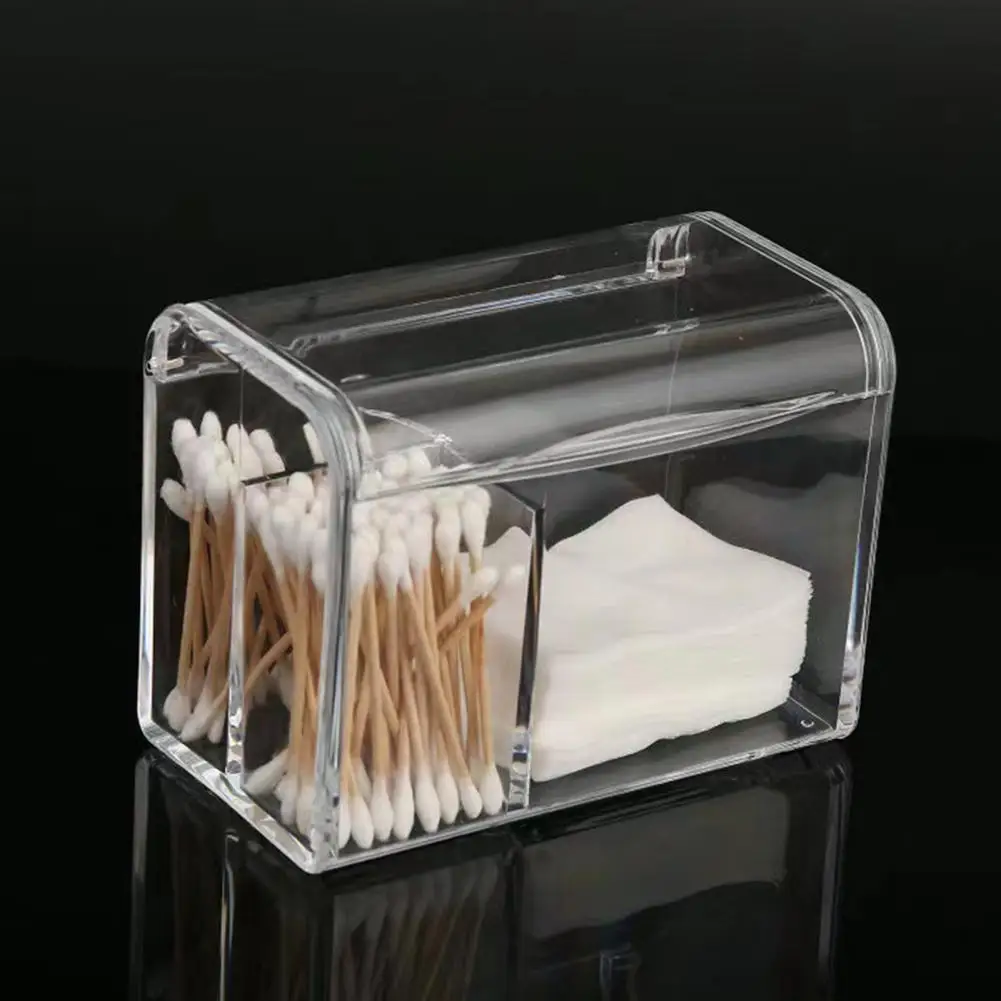 

Acrylic Storage Box Stylish Cotton Swab Organizer Stylish Acrylic Swab Jewelry Storage Solution Transparent 3-grid for Q-tips