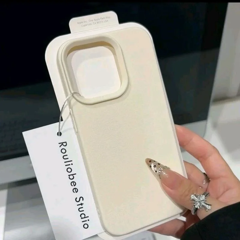 Casing Lunak Silikon Kulit Biru Langit Sederhana Modis Perlindungan untuk iPhone 16 15 13 12 11 14 Pro Max XS XR 16 Plus X Coque